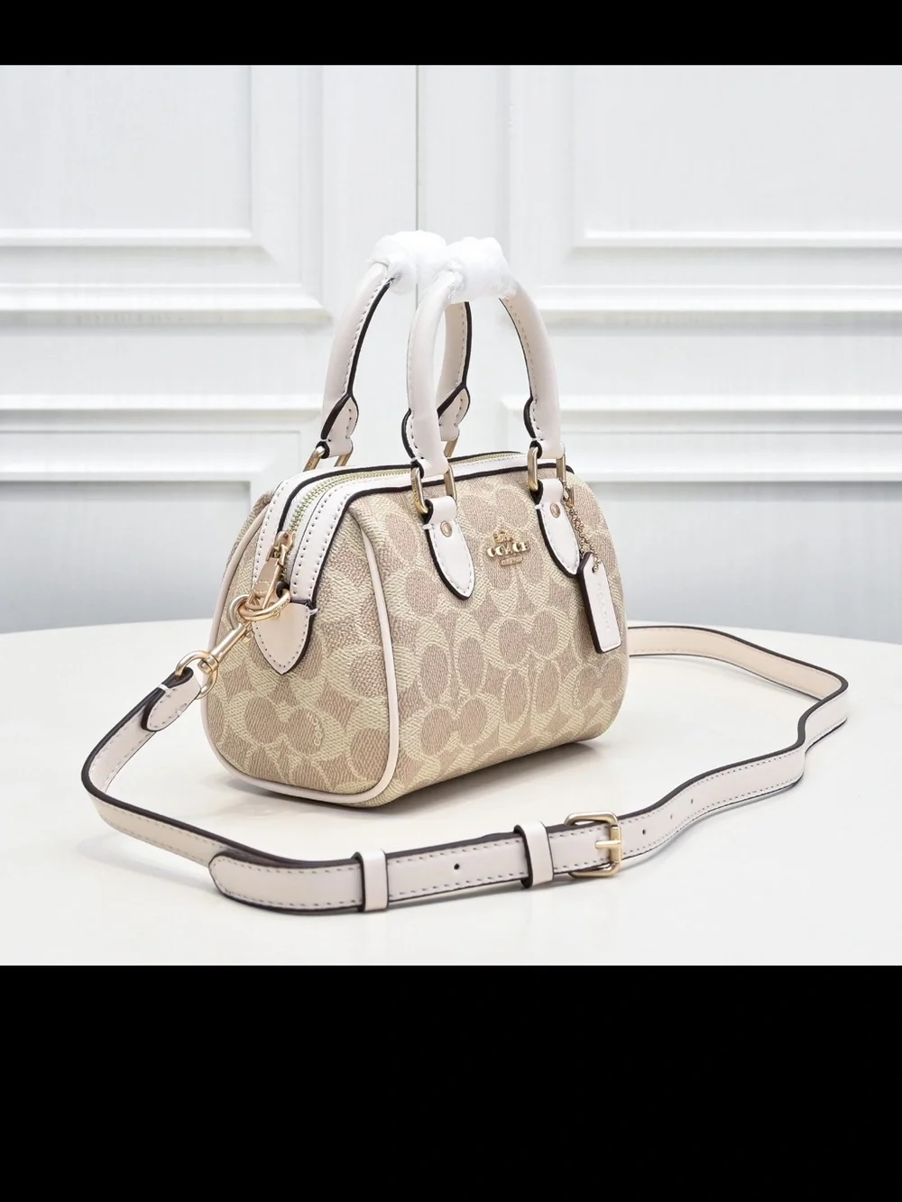 Coach Mini Satchel in Blush Pink and White Trim
